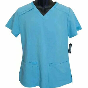 Dickies Medical Scrubs V-Neck Top — Turquoise Blue, Small, Comfortable Fit